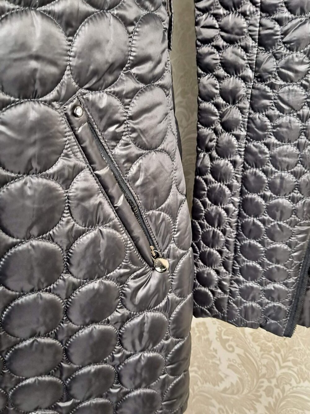 Laundry by Shelli Segal Size Small Black Puffer Coat Mid-Length Zip Front Pocket - Picture 4 of 15